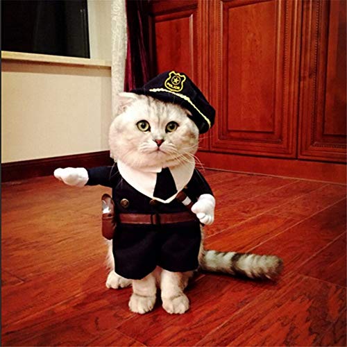 TTBD Disfraces para Gatos Estilo Policía, Animales Disfraz De Halloween Cosplay Jeans Ropa para Perros Humor De Perros De Vestir para El Partido Cosplay De Navidad Eventos Especiales,L