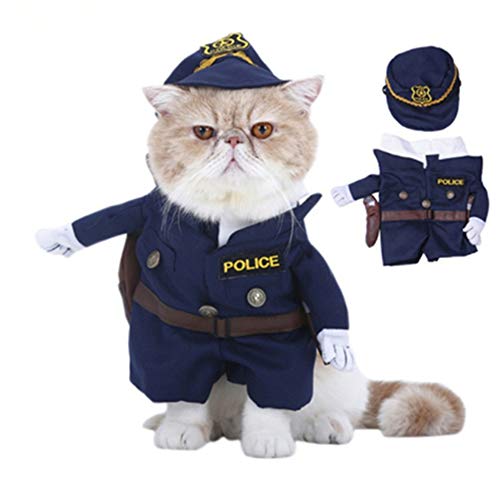 TTBD Disfraces para Gatos Estilo Policía, Animales Disfraz De Halloween Cosplay Jeans Ropa para Perros Humor De Perros De Vestir para El Partido Cosplay De Navidad Eventos Especiales,L