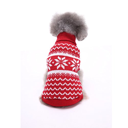 Tuopuda Navidad Mascotas suéter Invierno Perro Nieve Lana del Perrito Traje Caliente Ropa de Abrigo (S, Rojo)