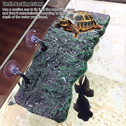 Turtle Basking Platform Automático Flotante Turtle Pier Terrapin Dock Frogs Reptile Ramp Platform Terrario Tanque Ornamento con Ventosa para Animales semiacuáticos(M)