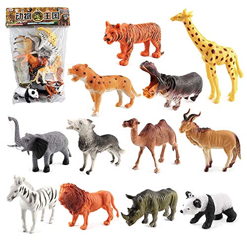 Tuzi Qiuge 12 en 1 Reino Animal Decoración Juguetes Set Tigre Jirafa Panda Camello Navidad