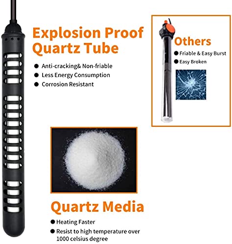 U-picks Calentador para tanque de peces sumergible acuario tanque termóstato calentador 300w - temperatura ajustable control de temperatura preciso y confiable