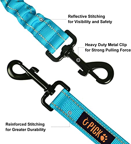 U-picks Correa elástica para Perro Doble para Entrenamiento y Caminar, 2 Perros medianos, Grandes, Correas Reflectantes para Perros con Mango Acolchado Suave, Correa de Perro Azul