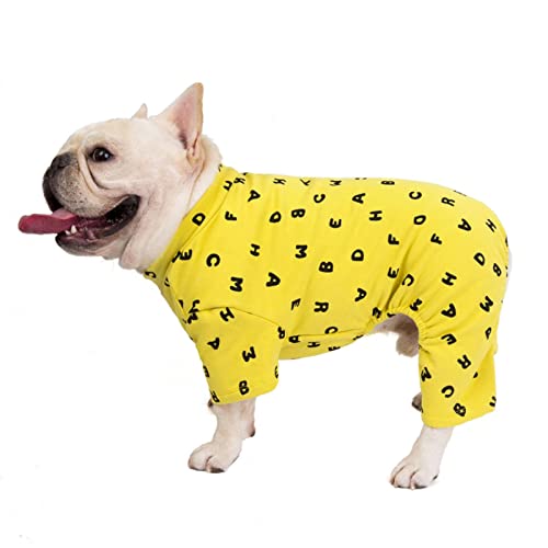 UKKO Ropa de perroAlgodón Perro Pijamas Mullsuit Pug Bulldog Ropa Schnauzer Ropa Mascota Traje De Mascota Poodle Bichon Perro Pijama-Gray,L