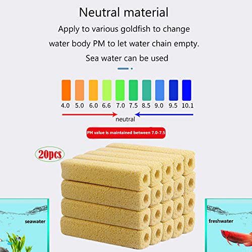 uksunvi Material de filtro de acuario El material de filtro de pequeño agujero de acuario puede mejorar la calidad del agua, filtrado biológico, agua dulce y agua de mar (20 unidades)