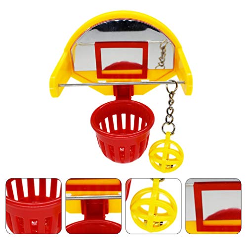 ULTECHNOVO Juguetes de pájaros para loro, mini canasta de baloncesto con aro para loros, juguetes de entrenamiento para loros, juguete educativo, juegos de actividad, juguetes para mascotas y pájaros