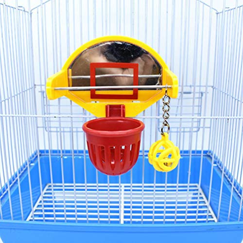 ULTECHNOVO Juguetes de pájaros para loro, mini canasta de baloncesto con aro para loros, juguetes de entrenamiento para loros, juguete educativo, juegos de actividad, juguetes para mascotas y pájaros