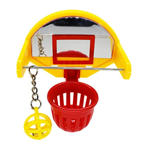 ULTECHNOVO Juguetes de pájaros para loro, mini canasta de baloncesto con aro para loros, juguetes de entrenamiento para loros, juguete educativo, juegos de actividad, juguetes para mascotas y pájaros