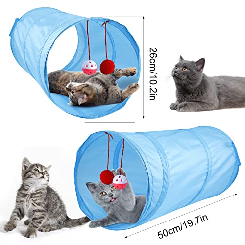 URBZUE Juguetes para Gatos, 33 Piezas Juguetes Gatos Interactivos, Túnel para Gatos, Ratones, Hierba Gatera, Varita de Plumas, Peces, Bolas y Campanas