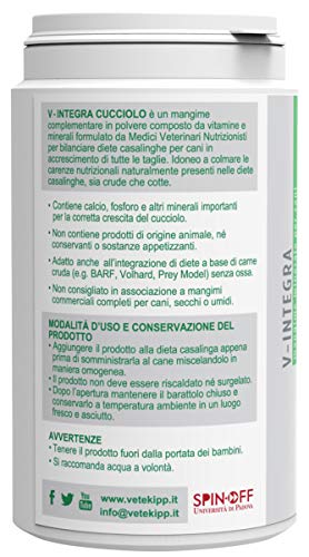 V-Integra Cane Cucciolo Vetekipp Cachorro de Perro - Alimento Mineral para la Dieta casera del Cachorro de Perro - 200 g