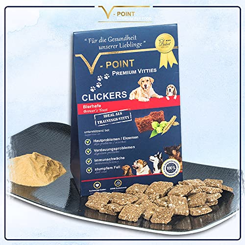 V-POINT Premium Vitties para Perros levadura de Cerveza Clicker contra Problemas de Piel, Eczema, Problemas digestivos inmunodeficiencia (1x250g)