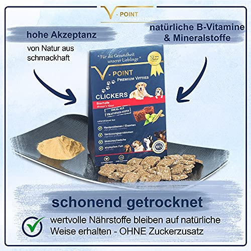 V-POINT Premium Vitties para Perros levadura de Cerveza Clicker contra Problemas de Piel, Eczema, Problemas digestivos inmunodeficiencia (1x250g)