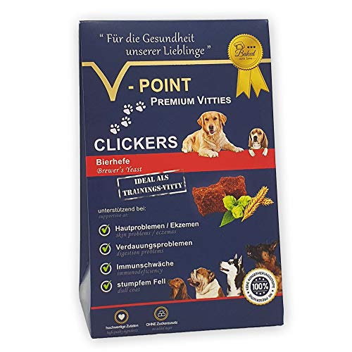 V-POINT Premium Vitties para Perros levadura de Cerveza Clicker contra Problemas de Piel, Eczema, Problemas digestivos inmunodeficiencia (1x250g)