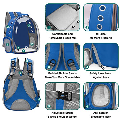 Vailge Mochila portadora para gatos, mochila para transportar mascotas, mochila para perros pequeños y medianos, bolsa de transporte para perros y gatos, senderismo, camping (azul)