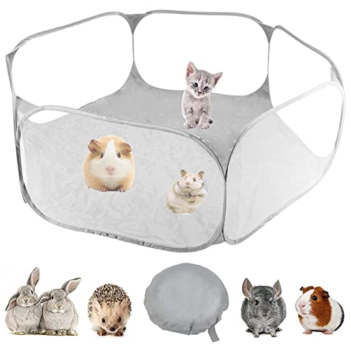 Valla para Mascotas Plegable Tienda Animales Pequeños Parque Mascotas Animales Pequeños Portátil de Animales Pequeños Cercas para Conejos Cachorros Gatitos Hámster Chinchillas Cobayas(Gris)