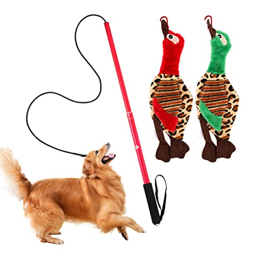 Varita Teaser Extensible para Perros - Poste de coqueteo Interactivo, Juguetes Divertidos con Cuerda de Nailon y señuelo de Peluche - Cuerda para Cachorros para Ejercicio de Entrenamiento