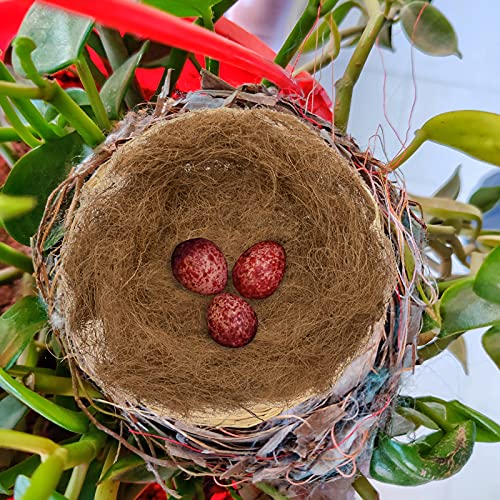 VASZOLA Cama tejida hecha a mano con fibra de coco de 3.5 onzas, con base plana de paja, nido de paja, con fibra de coco natural para paloma loro conejos hámster..