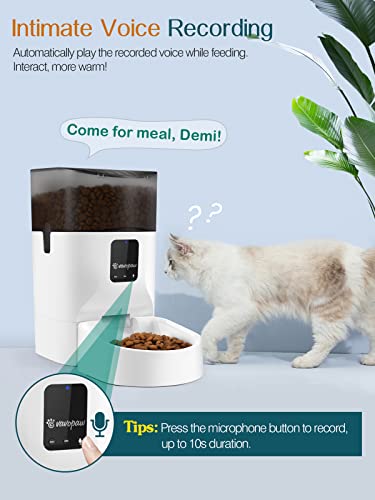 VavoPaw Comedero Automático para Gatos Perros, 7L Dispensador WiFi Inteligente App Control Remoto Gran Capacidad 1-10 Porciones Comidas Grabación de Voz Alimentador para Gatitos Perritos, Negro