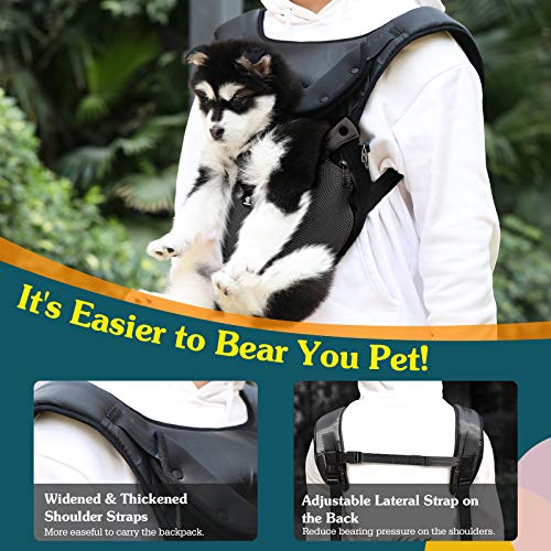 VavoPaw Mochila para Transportar Perros Gatos, Bolsa Ajustable Portátil con Hebilla Segura Malla Transpirable para Paseo Viaje Senderismo para Mascotas Pequeños Medianos, Talla XL, Negro