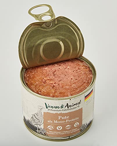 Venandi Animal - Pienso Premium para Gatos - Gallina de Pavo - Completamente Libre de Cereales - 6 x 200 g