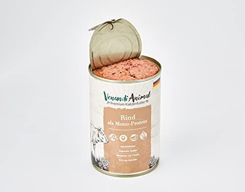 Venandi Animal - Pienso Premium para Gatos - Ternera como monoproteína - Completamente Libre de Cereales - 6 x 400 g