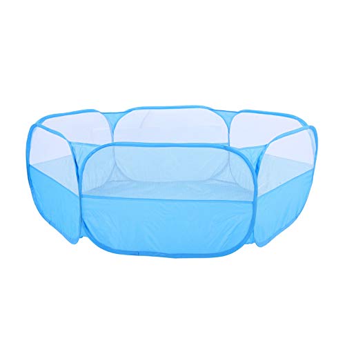 Venta Loca Cerca de Juego de Animales pequeños de diseño Mejorado, Parque para Perros Plegable, Tela para(Small Pet Fence with Cover and Side Cloth-Blue)