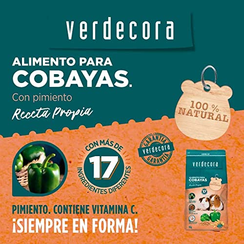 Verdecora Alimento para Roedores - Comida Cobaya - Ingredientes 100% Naturales - Bienestar y Desarrollo Saludable para tu Mascota (3kg)