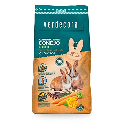 Verdecora Alimento para Roedores - Comida Conejo Adulto - Ingredientes 100% Naturales - Bienestar y Desarrollo Saludable para tu Mascota (1kg)