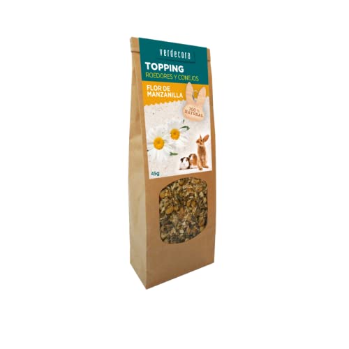 Verdecora Topping Roedores y Conejos | Alimento Complementario para tu Mascota | Ideal para Hamster, cobaya, Chinchilla, Conejo y Otros roedores (Portes INCLUIDOS) (Manzanilla 45g)