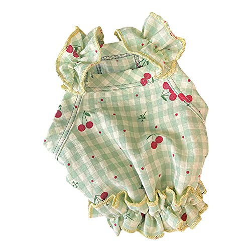 Vestido De Cachorro Disfraces para Perros Ropa De Cachorro Vestido De Cupcake Falda para Mascotas Pequeño Busto A Cuadros De Cereza Ropa De Gato Lindo Ropa para Mascotas para X-Small,Green