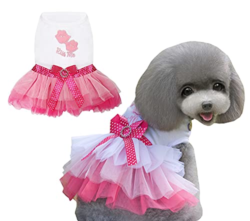 Vestido para Perros Falda de Lujo para Cachorros Ropa para Perros Vestidos de Princesa Vestido de Novia Vestido con Lazo de Beso para Perros Pequeños