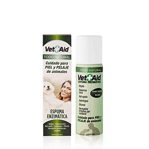 VetAid Espuma cicatrizante y desinfectante para curación de heridas en Perros, Gatos y Todo Tipo de Animales. 60 ml