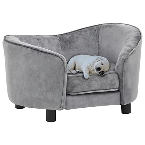 vidaXL Sofá para Perros Gatos Mascotas Animales Pequeños Salón Cama Acolchado Grueso Suave Antideslizante Lavable Felpa Gris Oscuro 69x49x40 cm