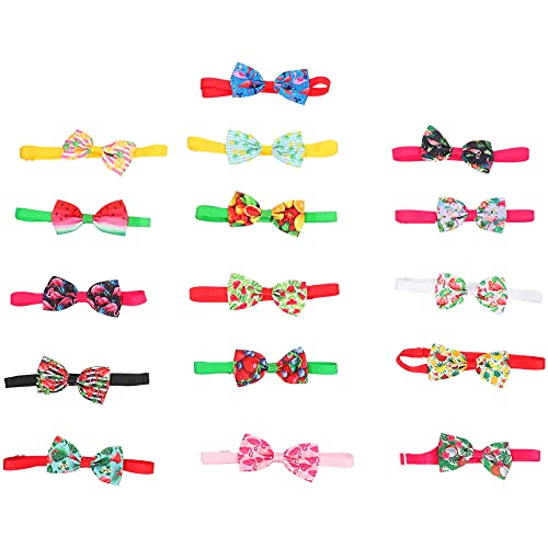 VILLCASE 16pcs Fruit Flamingos Pet Bow Pie ​​Cuello Creativo Collar Bowknot Corbatas (Estilo Mixto)- Cuello De