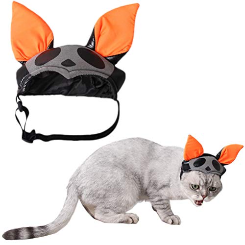 VILLCASE Disfraz de Perro para Mascota, Gorro de murciélago de Animales para Halloween, Gorra, Ajustable, Orejas Grandes, Gorro de Gato (M)