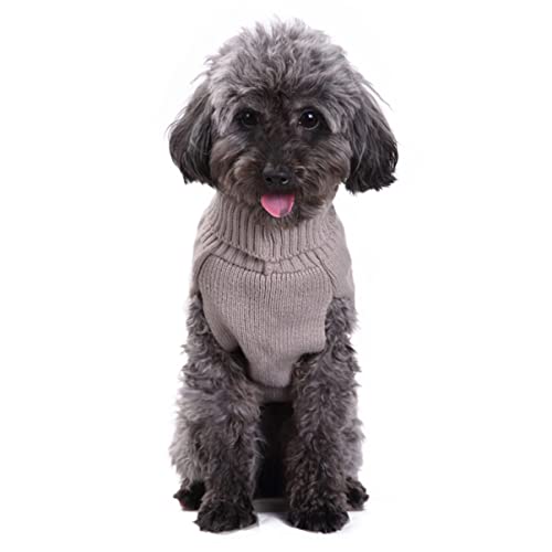 VILLCASE Suéteres para Perros Turtleneck Perro Suéteres Punto de Punto Cálido Mascota Suéter Ropa de Perro Abrigo Pet Abrigo Lentejuela Suéter Mascota S (Gray)