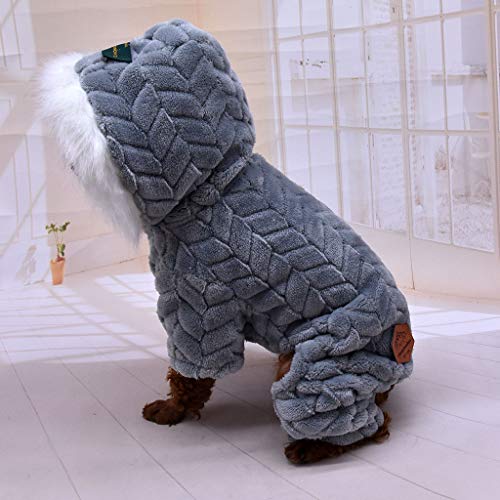 Vimoli Sudadera para perro con capucha, abrigo cálido para mascotas, suave lana de punto de invierno, punto de ganchillo, ropa para perros pequeños, cachorros, ropa completa, A gris., S