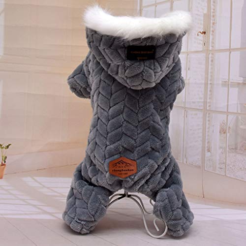 Vimoli Sudadera para perro con capucha, abrigo cálido para mascotas, suave lana de punto de invierno, punto de ganchillo, ropa para perros pequeños, cachorros, ropa completa, A gris., S