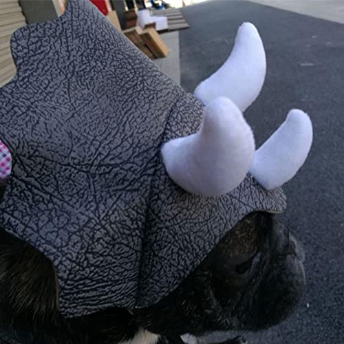 vincente Triceratops - Sombrero para mascotas con diseño de dinosaurio y pajarita triangular, divertido disfraz para perros y gatos