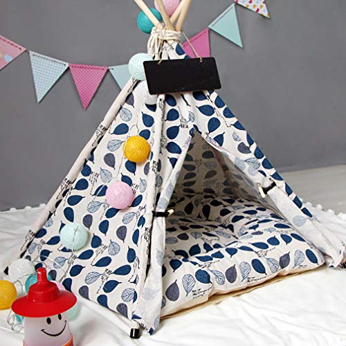 Vinny Tienda para Mascotas con Cama Casa de Lona para Perros y Gatos Casas con Cojín Extraíble y Lavable para Mascotas con Cojín de Teepee Gato y Perro Cama con cojín Lona