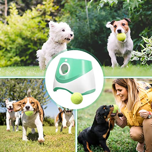 Vogvigo Lanzador automático de bolas, juguete interactivo para perros de juguete, sensor de movimiento, mango, con mini pelotas de tenis (verde)