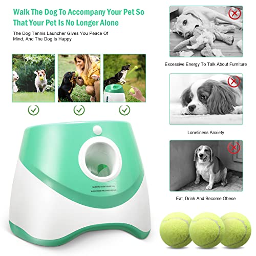 Vogvigo Lanzador automático de bolas, juguete interactivo para perros de juguete, sensor de movimiento, mango, con mini pelotas de tenis (verde)