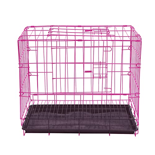 Waigg Kii Cajón de perro para cachorros, jaula plegable para perros pequeños con bandeja de plástico para mascotas pequeñas, gatos, gatos, gatitos, uso en interiores y exteriores