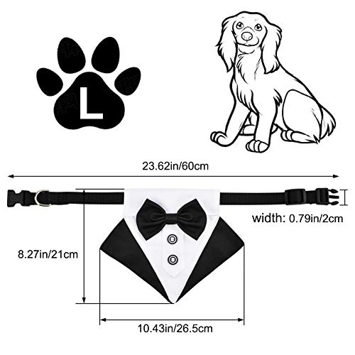 WANDIC Bandana para Esmoquin de Perro, 1 Pieza Ajustable Formal de Boda para Perro, Bandana Esmoquin Perro Pajarita pañuelo con Anillo en D para Perros Grandes y Grandes