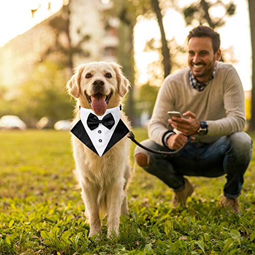 WANDIC Bandana para Esmoquin de Perro, 1 Pieza Ajustable Formal de Boda para Perro, Bandana Esmoquin Perro Pajarita pañuelo con Anillo en D para Perros Grandes y Grandes