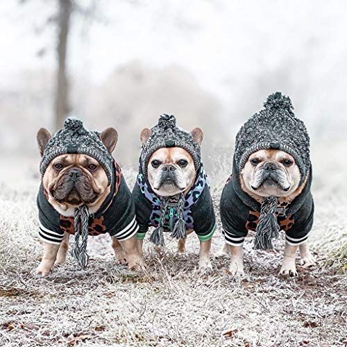 Wanghuaner Sombrero de perro caliente del invierno a prueba de viento de la bola hinchada del animal doméstico Headgear francés Bulldog Headgear