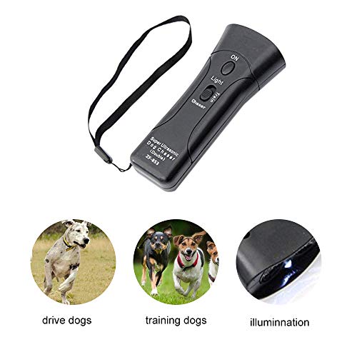 Weehey Chaser para Perros con ultrasonido Doble Lucha contra los ladridos Detenga el Dispositivo de Entrenamiento de los Perros para Mascotas Portátil LED Infrarrojo Perdedor de Perros Control del