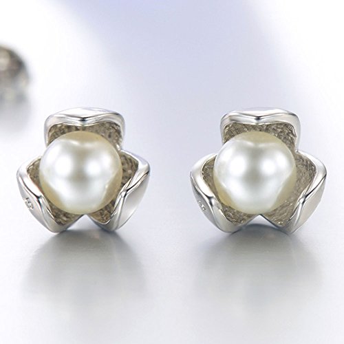 weimay Mujer Pendientes feliz Trébol Perla Plata Joyas zufälliger estilo