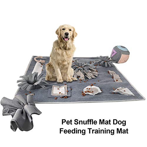 WEJSI Snuffle Treat Mat Slow Treat Puzzle Mat Foraging Skill, Dog Snuffle Mat Stress Relief for Boredom, Slip Pet Activity Mat Slow Feeding Durable Washable Non Toxic(Gray)