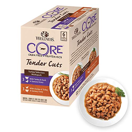 Wellness CORE - Juego de 6 Bolsas de Alimentos para Gatos mojados, sin Granos, 85 g